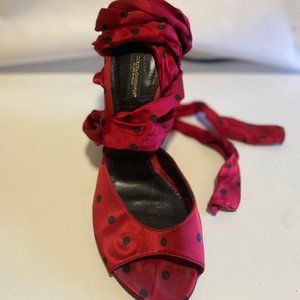 Dolce & Gabbana Satin Polka Dot Sandals size 38 New